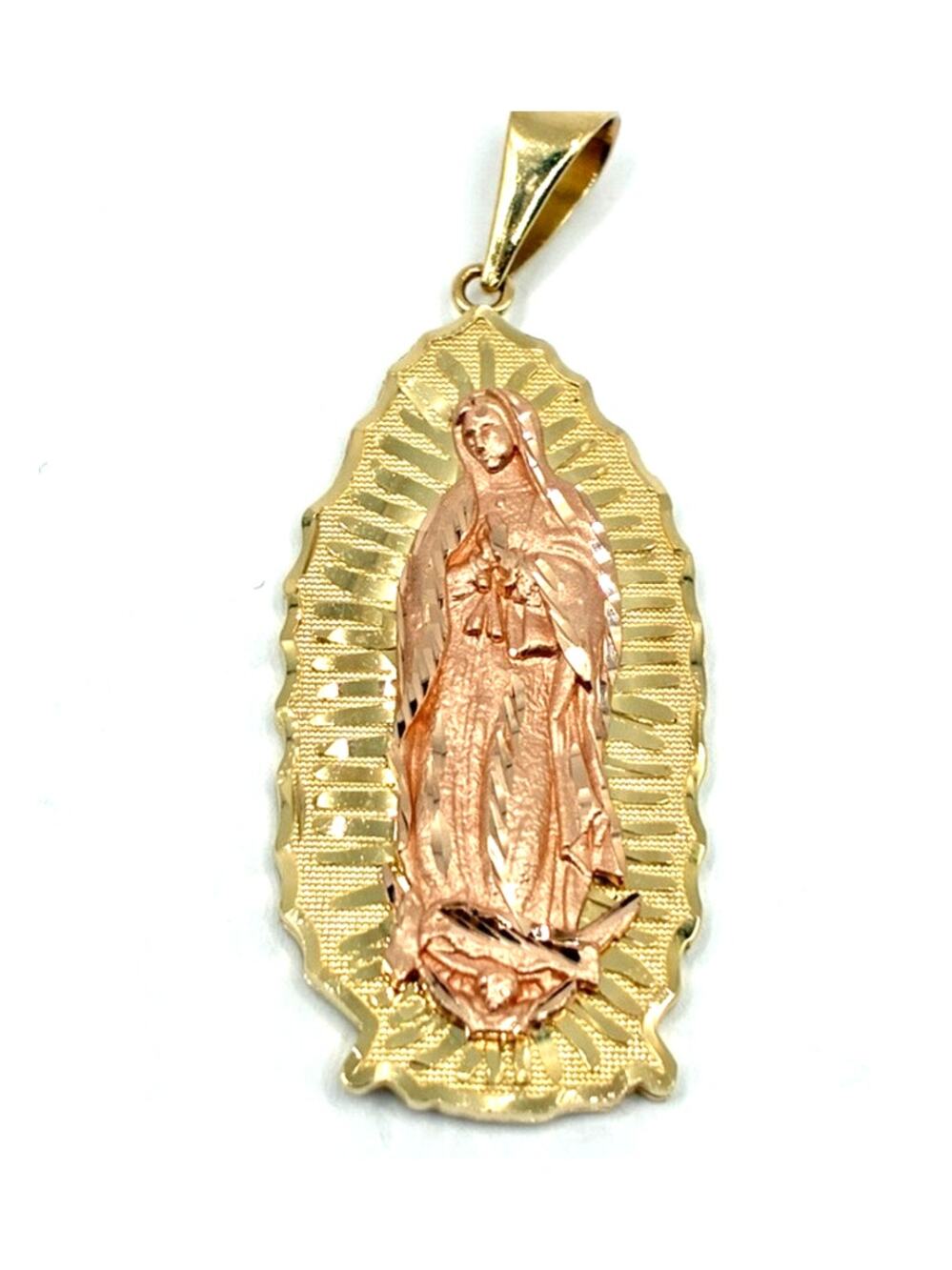 14k Yellow and Rose Gold Virgen Mary Pendant